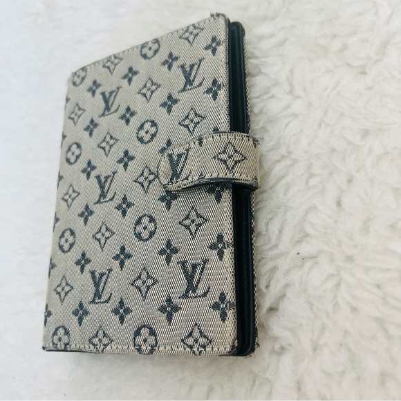Louis Vuitton Mini Lin Monogram Canvas Leather Agenda Memo Book Cover w/ LVnotes - Picture 13 of 16